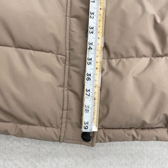 DKNY Long Hooded Puffer Winter Coat Jacket Parka Women's XL Beige Removable Hood - Picture 9 of 11